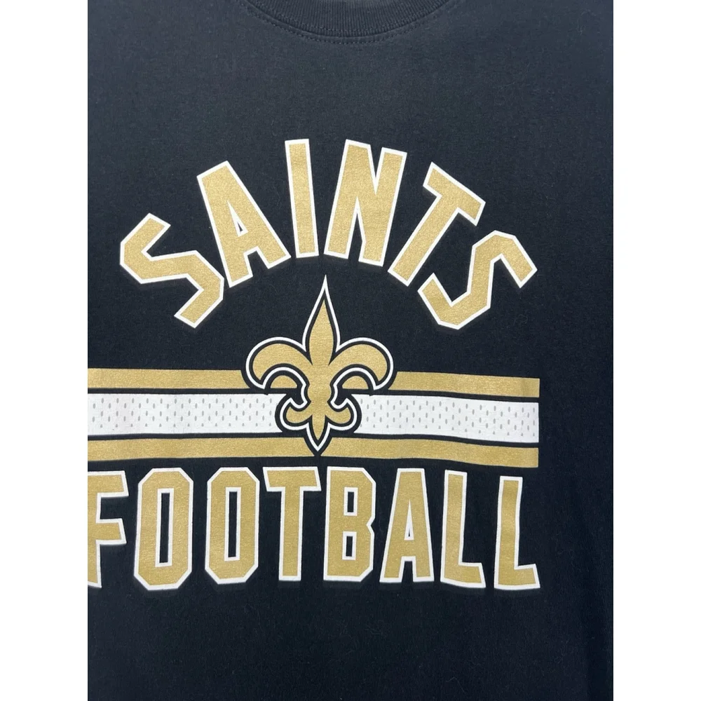 NFL Team Apparel New Orleans Saints Men’s Small Black/Gold Short Sleeve Shirt - Picture 4 of 10